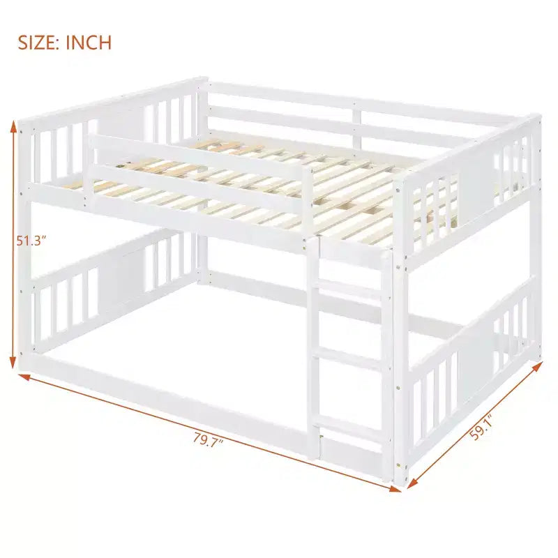 Lit superposé double sur double avec échelle, cadre robuste, design peu encombrant pour chambre et dortoir