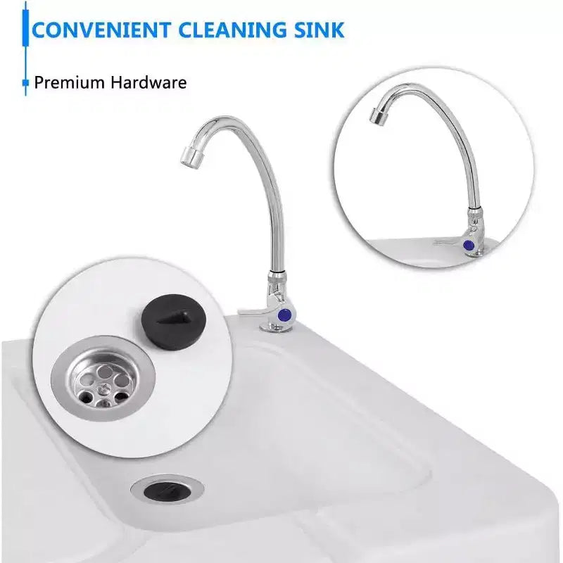Table de nettoyage pliable pour poisson et gibier, portable, tuyau de drainage, robinet en acier inoxydable, blanche