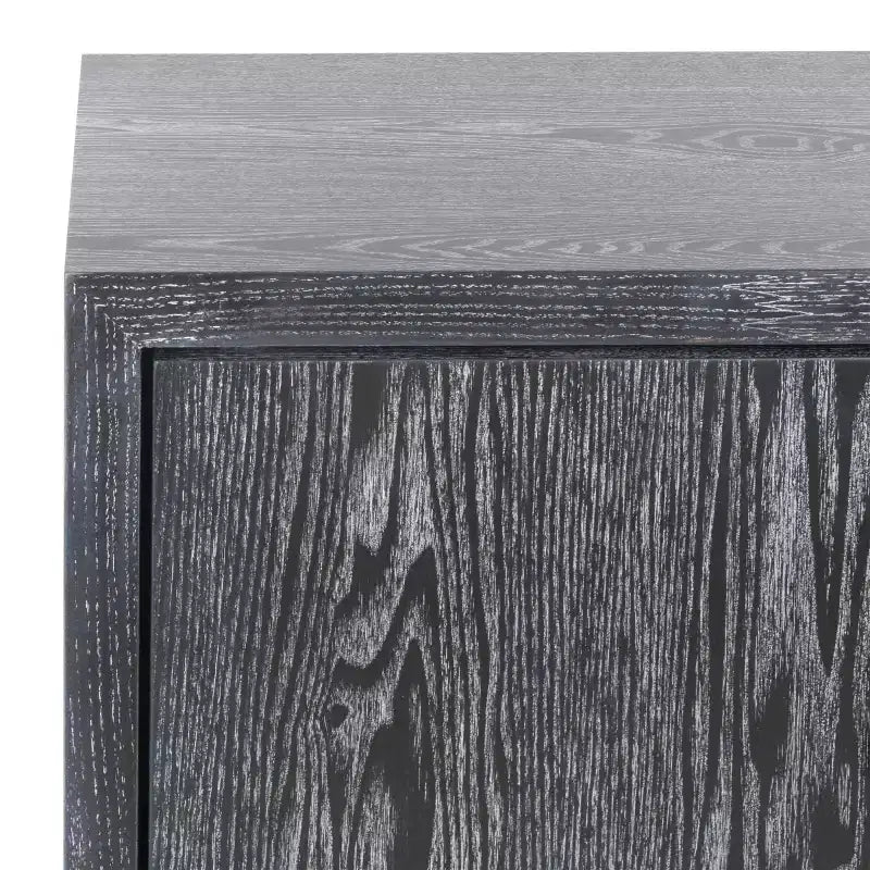 Table de nuit en laque, finition chêne cérusé noir, MDF et alliage de zinc, capacité de 227 kg