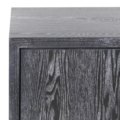 Table de nuit en laque, finition chêne cérusé noir, MDF et alliage de zinc, capacité de 227 kg