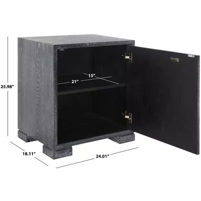 Table de nuit en laque, finition chêne cérusé noir, MDF et alliage de zinc, capacité de 227 kg