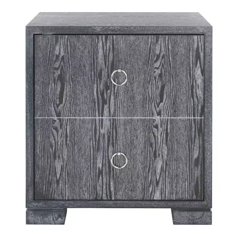 Table de nuit en laque, finition chêne cérusé noir, MDF et alliage de zinc, capacité de 227 kg