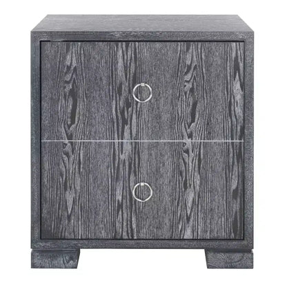 Table de nuit en laque, finition chêne cérusé noir, MDF et alliage de zinc, capacité de 227 kg