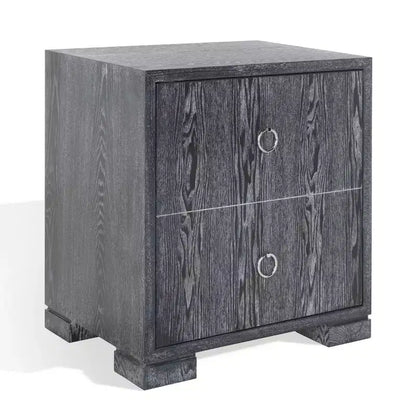 Table de nuit en laque, finition chêne cérusé noir, MDF et alliage de zinc, capacité de 227 kg
