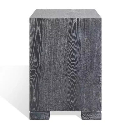 Table de nuit en laque, finition chêne cérusé noir, MDF et alliage de zinc, capacité de 227 kg
