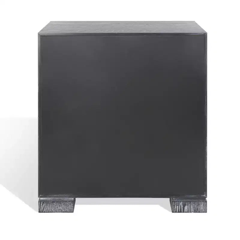 Table de nuit en laque, finition chêne cérusé noir, MDF et alliage de zinc, capacité de 227 kg