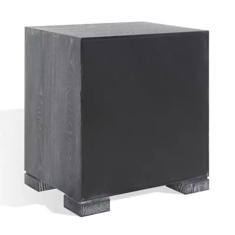 Table de nuit en laque, finition chêne cérusé noir, MDF et alliage de zinc, capacité de 227 kg