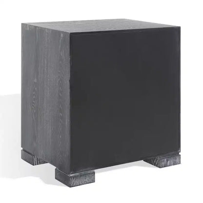 Table de nuit en laque, finition chêne cérusé noir, MDF et alliage de zinc, capacité de 227 kg
