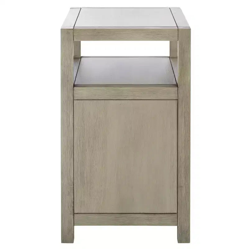 Table de chevet avec tiroir et étagère ouverte, placage acacia, glissières métalliques, capacité de 60 kg