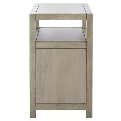 Table de chevet avec tiroir et étagère ouverte, placage acacia, glissières métalliques, capacité de 60 kg