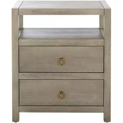 Table de chevet avec tiroir et étagère ouverte, placage acacia, glissières métalliques, capacité de 60 kg