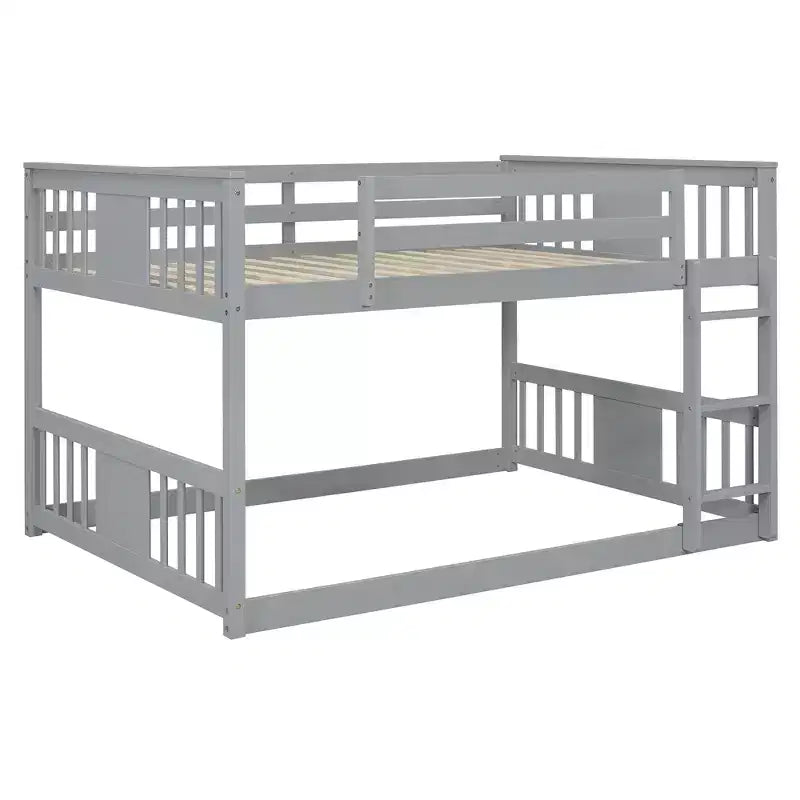 Lit superposé double sur double avec échelle, cadre robuste, design peu encombrant pour chambre et dortoir