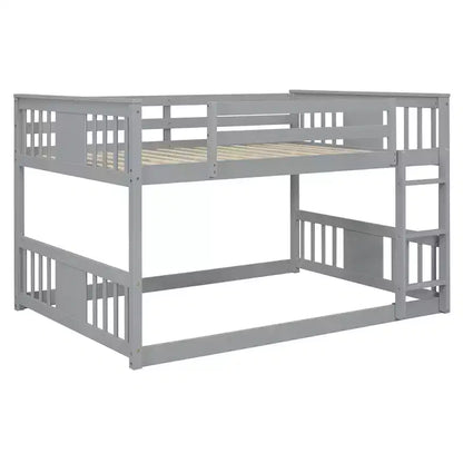 Lit superposé double sur double avec échelle, cadre robuste, design peu encombrant pour chambre et dortoir