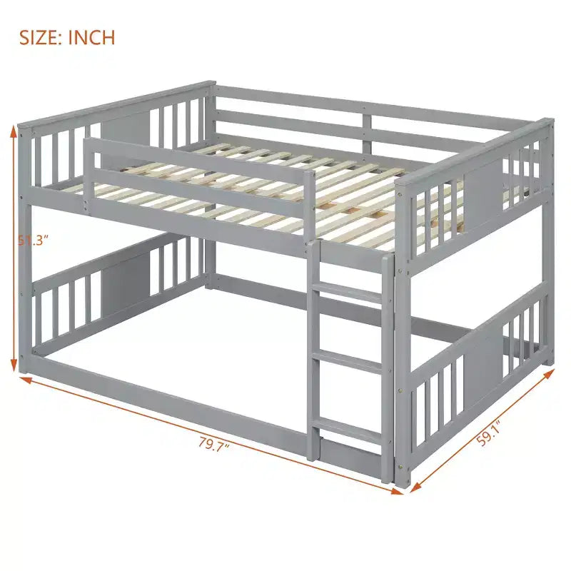 Lit superposé double sur double avec échelle, cadre robuste, design peu encombrant pour chambre et dortoir