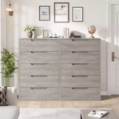 Commode 5 tiroirs de 90 cm, PB+MDF+Métal, Hauteur réglable, Style moderne-rustique, Anti-basculement