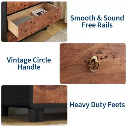 Commode 7 tiroirs à profil incurvé, chêne naturel, résistante aux rayures, capacité du plateau 450 kg