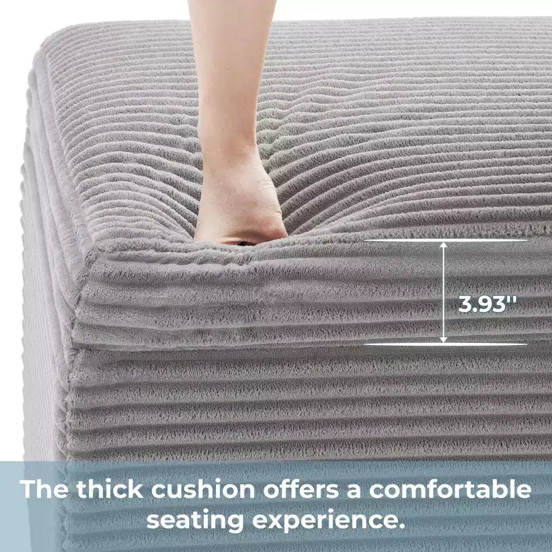 Pouffe de rangement carré en velours côtelé avec couvercle amovible, coussin en mousse, capacité de 113 kg
