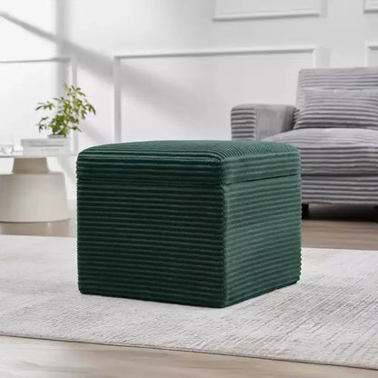 Pouffe de rangement carré en velours côtelé avec couvercle amovible, coussin en mousse, capacité de 113 kg