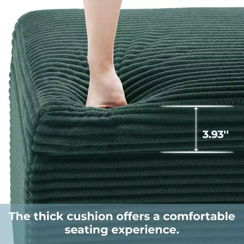 Pouffe de rangement carré en velours côtelé avec couvercle amovible, coussin en mousse, capacité de 113 kg