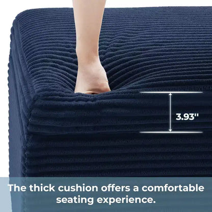 Pouffe de rangement carré en velours côtelé avec couvercle amovible, coussin en mousse, capacité de 113 kg
