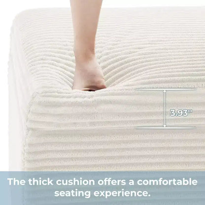 Pouffe de rangement carré en velours côtelé avec couvercle amovible, coussin en mousse, capacité de 113 kg