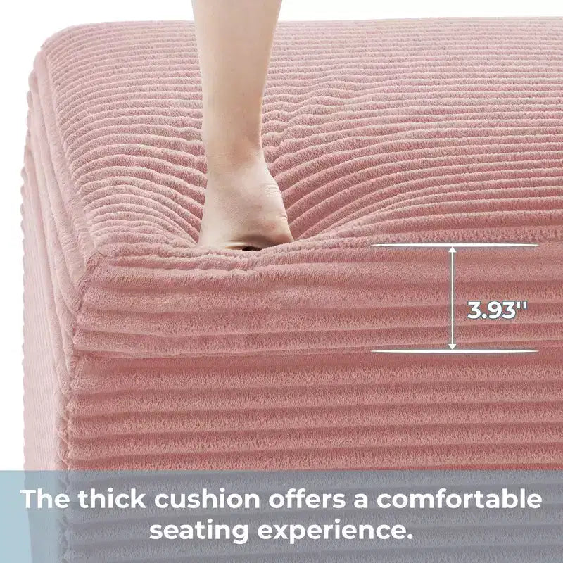 Pouffe de rangement carré en velours côtelé avec couvercle amovible, coussin en mousse, capacité de 113 kg