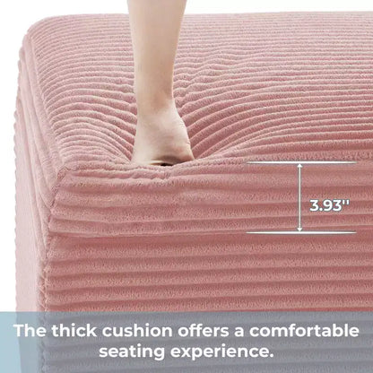 Pouffe de rangement carré en velours côtelé avec couvercle amovible, coussin en mousse, capacité de 113 kg