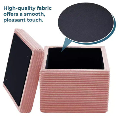 Pouffe de rangement carré en velours côtelé avec couvercle amovible, coussin en mousse, capacité de 113 kg