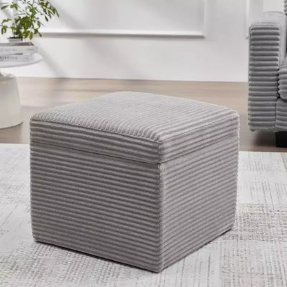 Pouffe de rangement carré en velours côtelé avec couvercle amovible, coussin en mousse, capacité de 113 kg