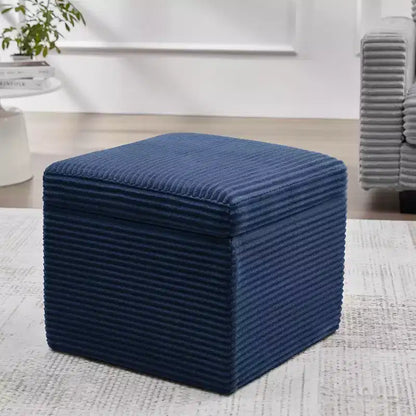 Pouffe de rangement carré en velours côtelé avec couvercle amovible, coussin en mousse, capacité de 113 kg