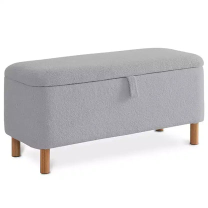 Banc de rangement ottoman avec couvercle relevable, en tissu bouclé, charnière hydraulique, pour chambre et entrée