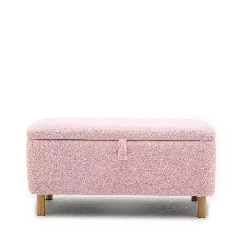 Banc de rangement ottoman avec couvercle relevable, en tissu bouclé, charnière hydraulique, pour chambre et entrée