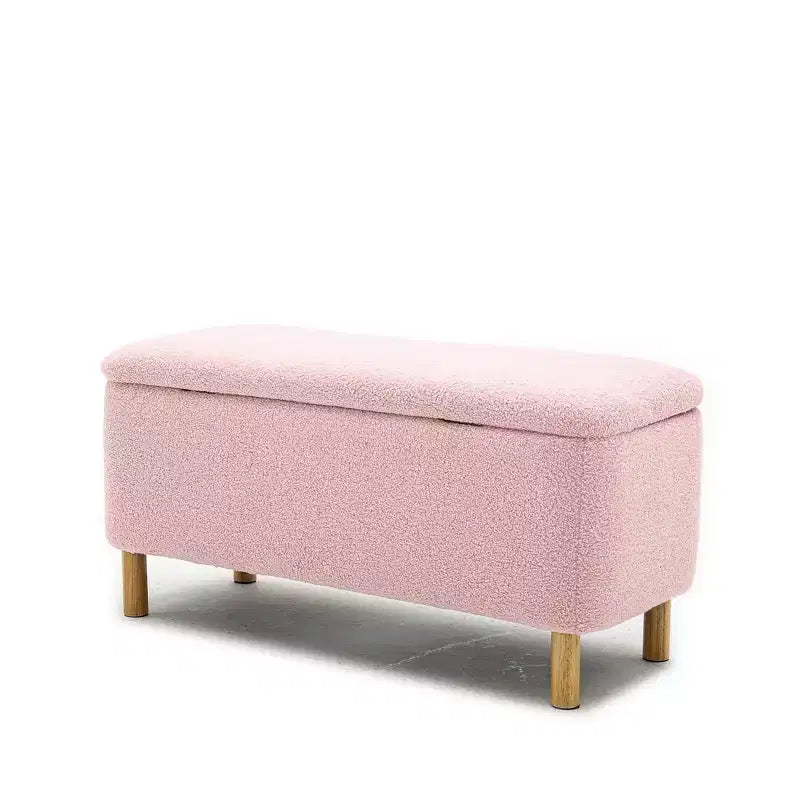 Banc de rangement ottoman avec couvercle relevable, en tissu bouclé, charnière hydraulique, pour chambre et entrée