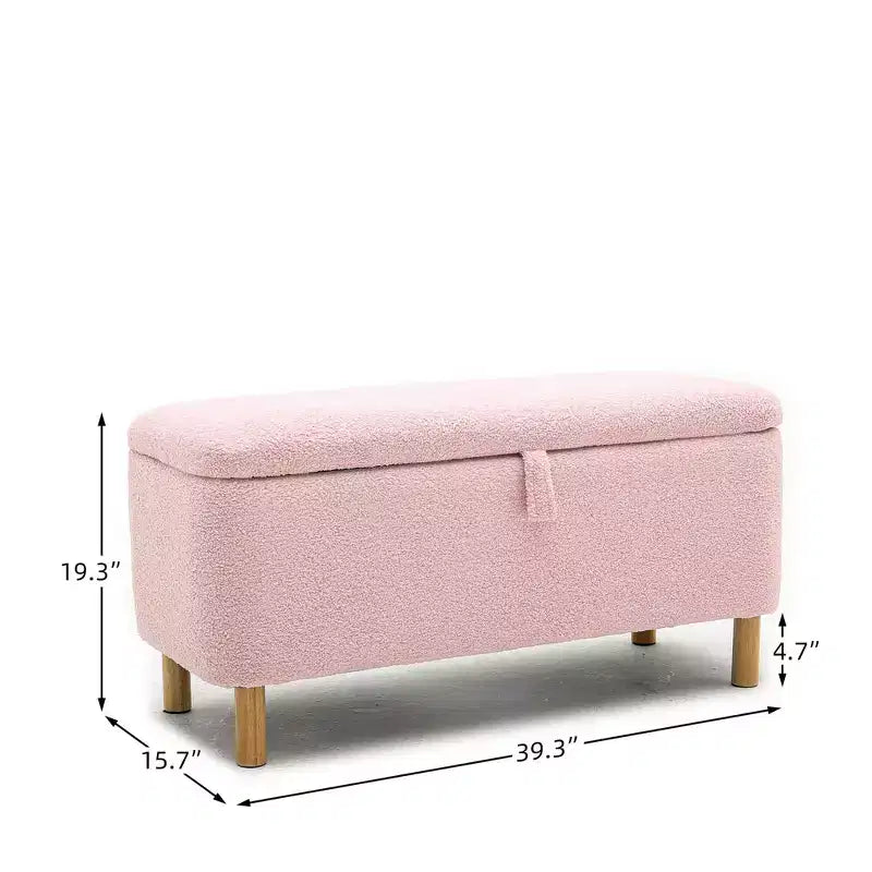 Banc de rangement ottoman avec couvercle relevable, en tissu bouclé, charnière hydraulique, pour chambre et entrée