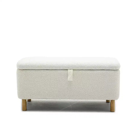 Banc de rangement ottoman avec couvercle relevable, en tissu bouclé, charnière hydraulique, pour chambre et entrée
