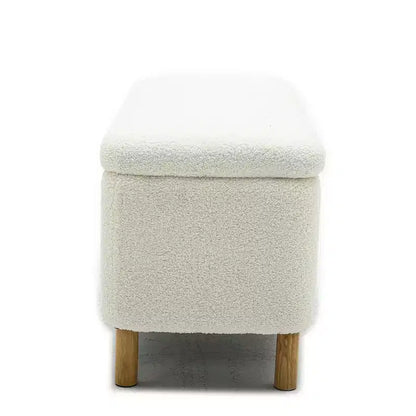 Banc de rangement ottoman avec couvercle relevable, en tissu bouclé, charnière hydraulique, pour chambre et entrée
