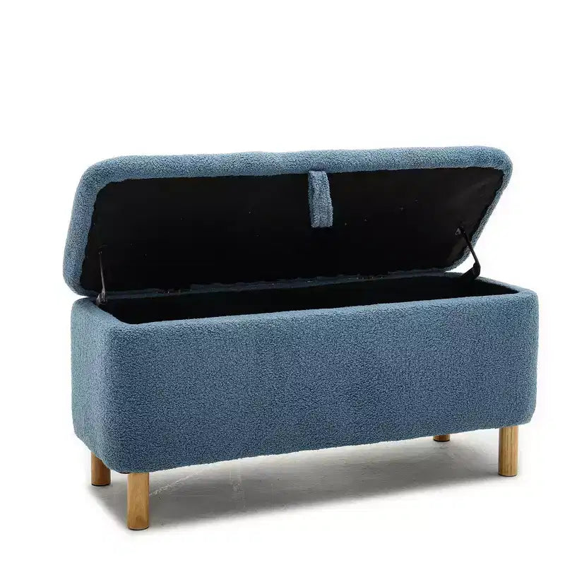 Banc de rangement ottoman avec couvercle relevable, en tissu bouclé, charnière hydraulique, pour chambre et entrée