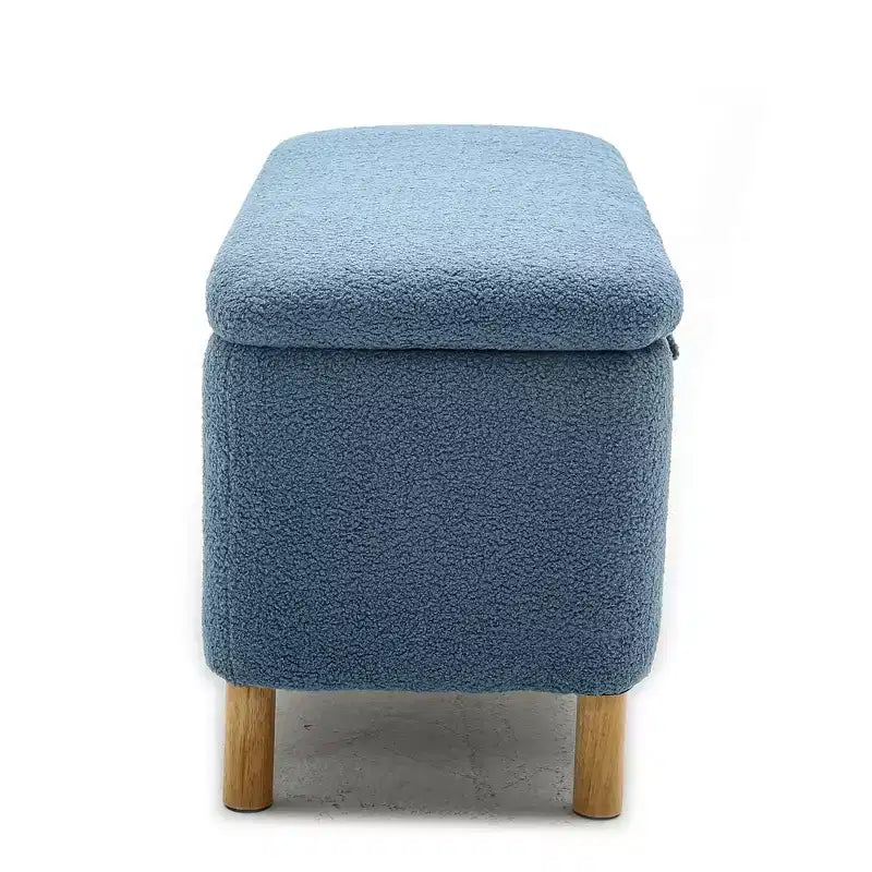 Banc de rangement ottoman avec couvercle relevable, en tissu bouclé, charnière hydraulique, pour chambre et entrée
