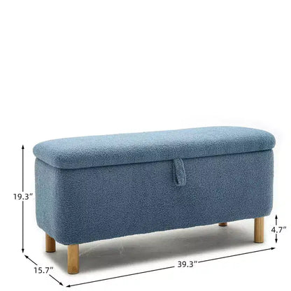 Banc de rangement ottoman avec couvercle relevable, en tissu bouclé, charnière hydraulique, pour chambre et entrée