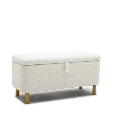 Banc de rangement ottoman avec couvercle relevable, en tissu bouclé, charnière hydraulique, pour chambre et entrée