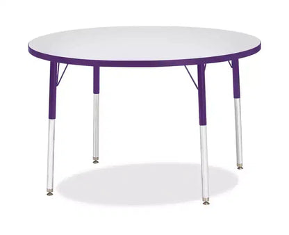 Table d'activité ronde pour adultes Hauteur 42x42, pieds réglables en acier, stratifié durable, violet