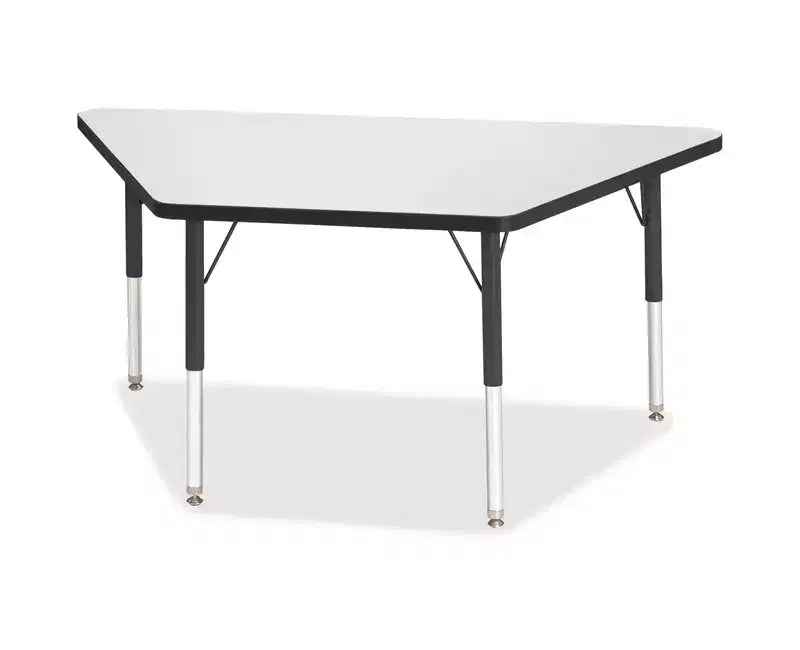 Table d'activité trapézoïdale réglable en hauteur 24x48, noire, pieds en acier réglables, TRUEdge
