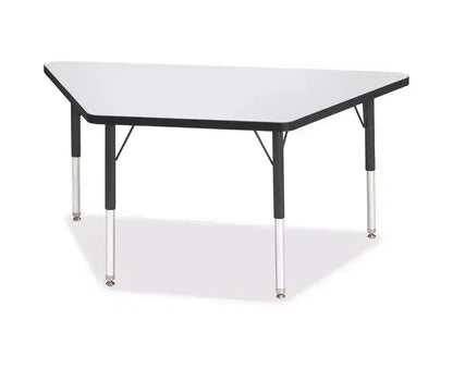 Table d'activité trapézoïdale réglable en hauteur 24x48, noire, pieds en acier réglables, TRUEdge