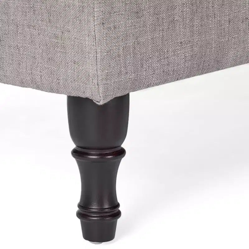 Banc de rangement ottoman, Rembourré capitonné, Pieds en bois tourné, Repose-pieds et banc de lit