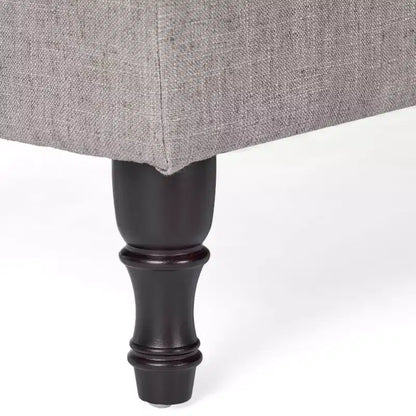 Banc de rangement ottoman, Rembourré capitonné, Pieds en bois tourné, Repose-pieds et banc de lit