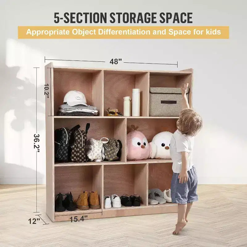 Étagères de rangement mobiles à 8 casiers pour jouets, pour la maison, l'école et la garderie, roulettes, contreplaqué
