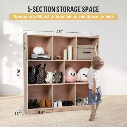 Étagères de rangement mobiles à 8 casiers pour jouets, pour la maison, l'école et la garderie, roulettes, contreplaqué