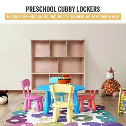 Étagères de rangement mobiles à 8 casiers pour jouets, pour la maison, l'école et la garderie, roulettes, contreplaqué