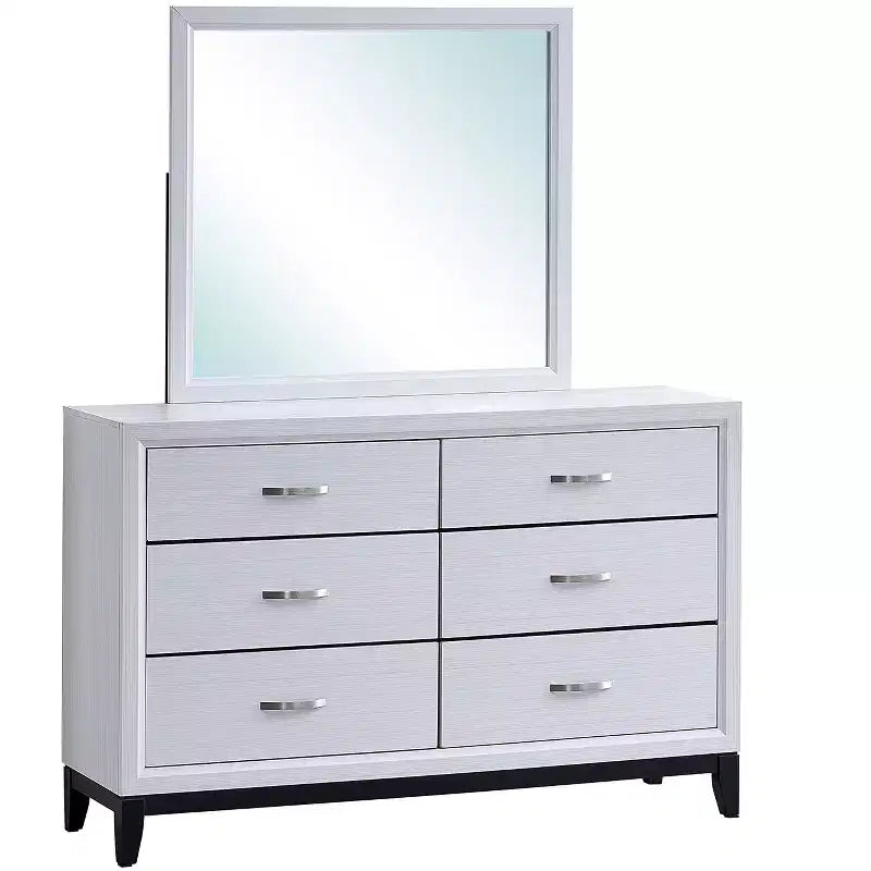 Miroir de commode encadré rectangulaire 39x35, cadre grain de bois gris, verre à faible distorsion, léger