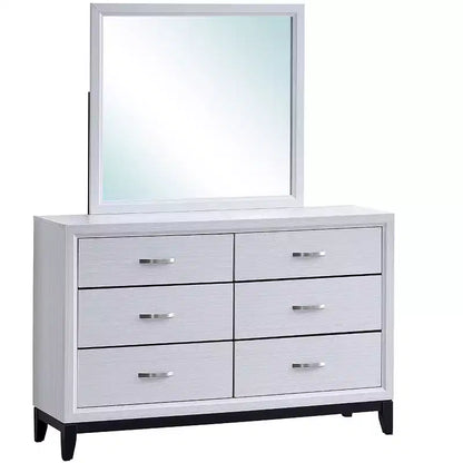 Miroir de commode encadré rectangulaire 39x35, cadre grain de bois gris, verre à faible distorsion, léger